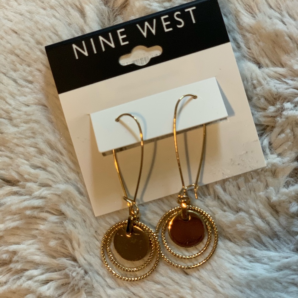 Nine West Gold Drop Circle Earrings